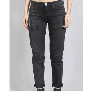 One By One Teaspoon Denim Awesome Baggies Black Distressed Jeans Size 28